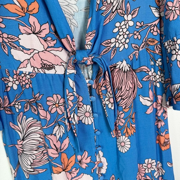 Maaji Floret Myla Kimono Blue Floral Cover Up Maxi Dress Size‎ Small - Picture 7 of 14